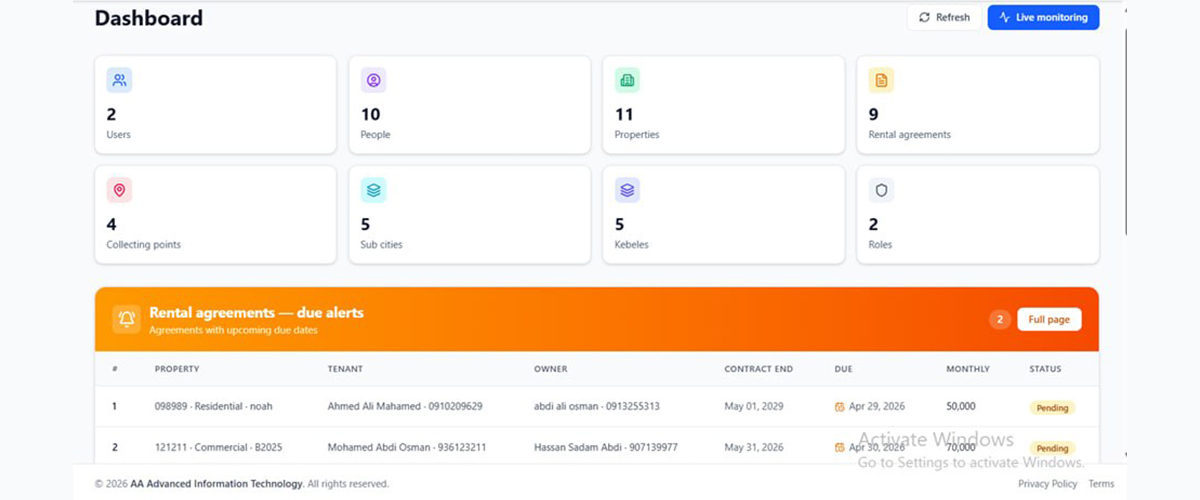 Rent Tax Collection Platform